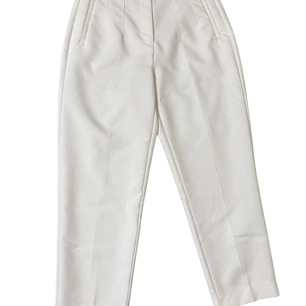 Zara Women's White and Cream Tailored-trousers